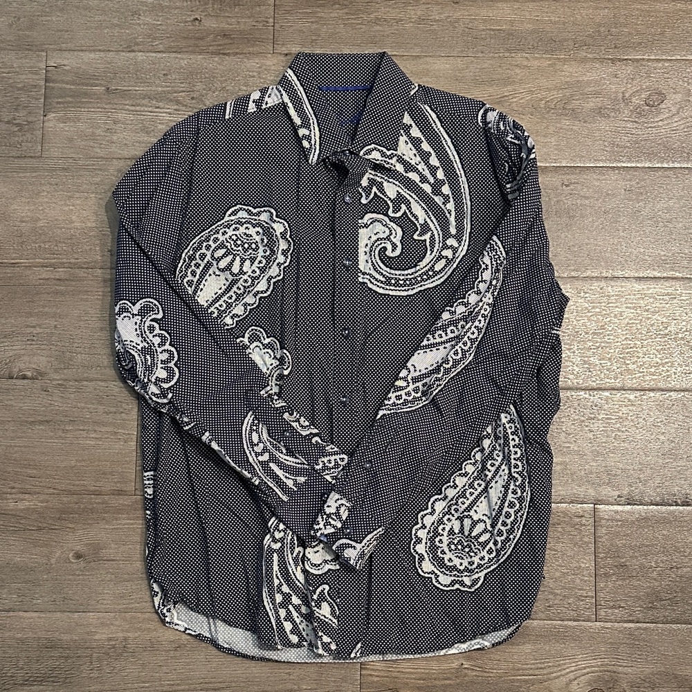 Tasso Elba Black and White Paisley Men's Shirt